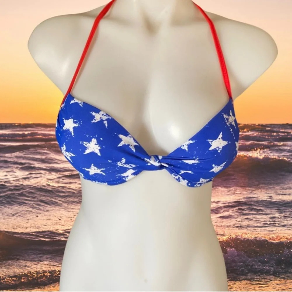 Stars red white and blue bikini swimsuit top - Picture 1 of 2